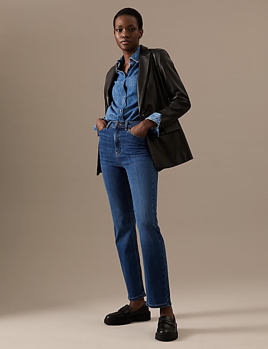 Luxury Straight Leg Ankle Grazer Jeans