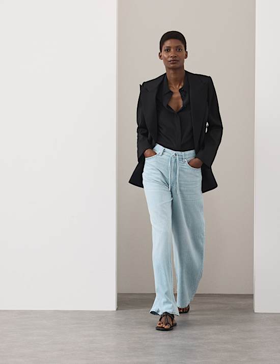 Drawstring Wide Leg Jeans