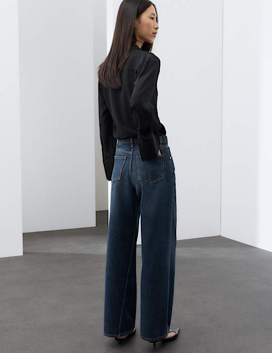 High Waisted Seam Detail Barrel Jeans