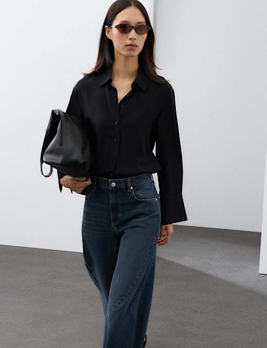 High Waisted Seam Detail Barrel Jeans