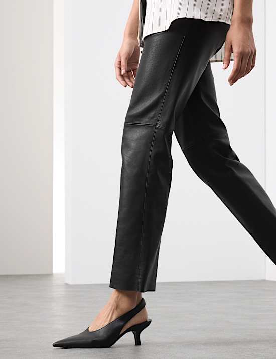 Leather Straight Leg Trousers