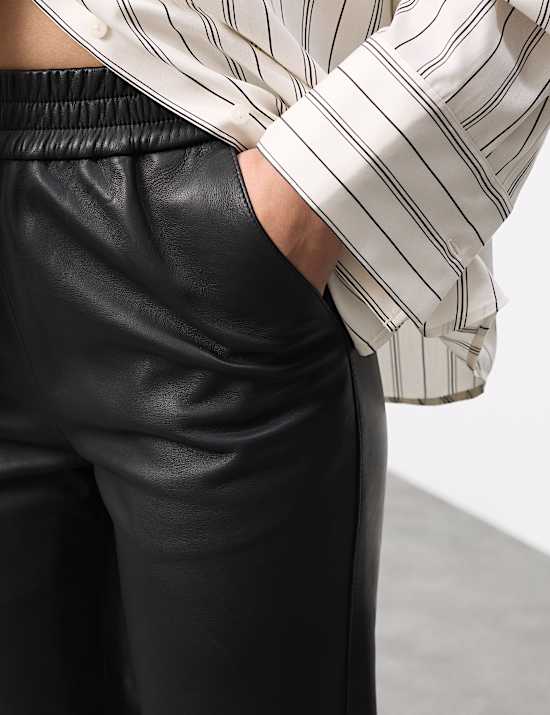 Leather Straight Leg Trousers
