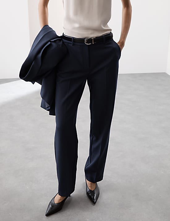 Straight Leg Trousers with Wool