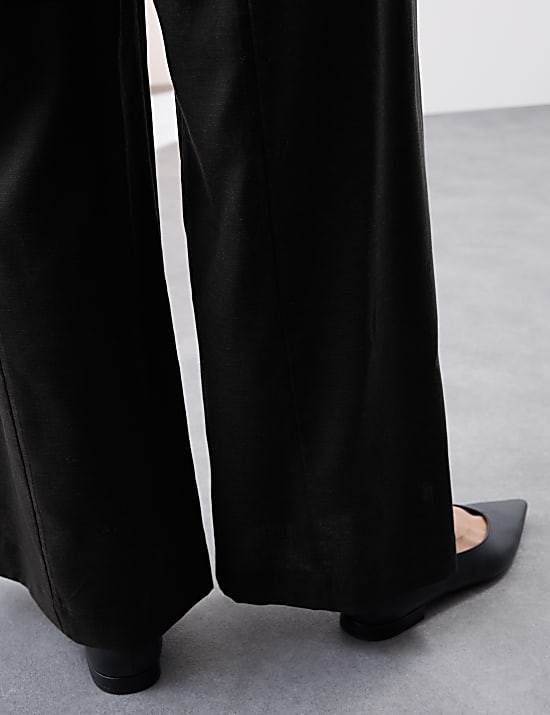 Lyocell Rich Wide Leg Trousers with Wool