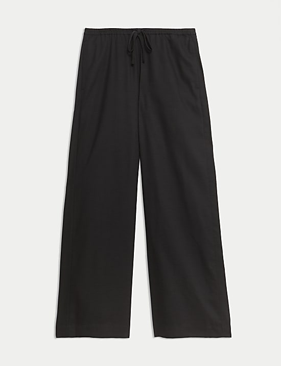 Lyocell Rich Wide Leg Trousers with Wool