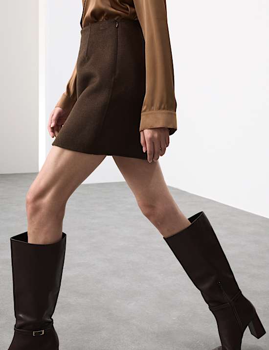 Wool Blend Mini A-Line Skirt