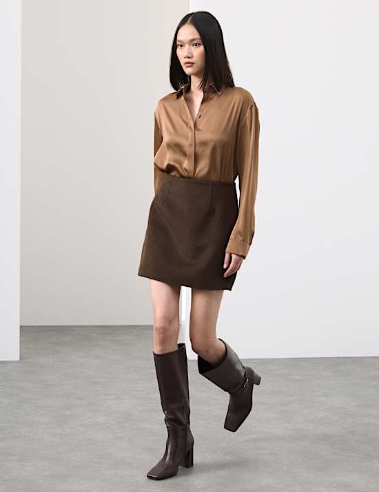 Wool Blend Mini A-Line Skirt