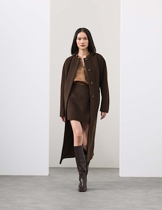 Wool Blend Mini A-Line Skirt