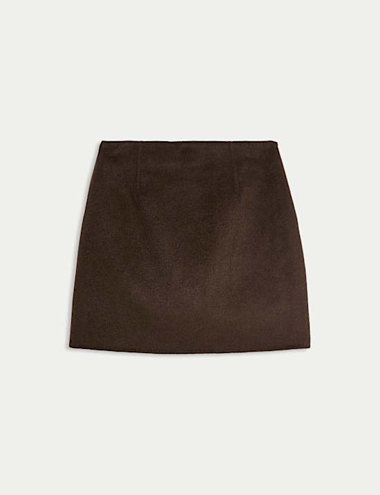 Wool Blend Mini A-Line Skirt
