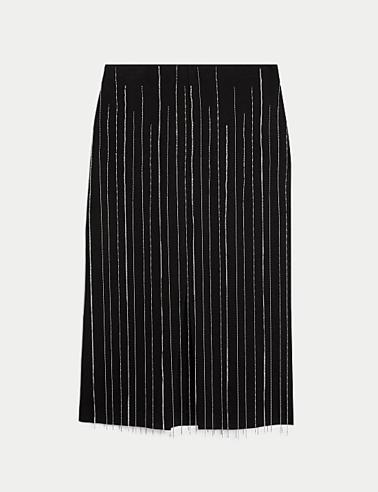 Jupe midi coupe droite à glands