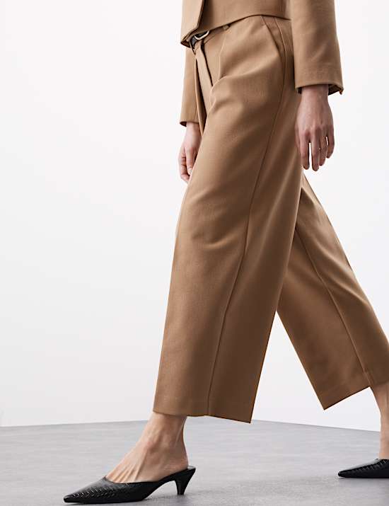 Barrel Leg Trousers with Wool