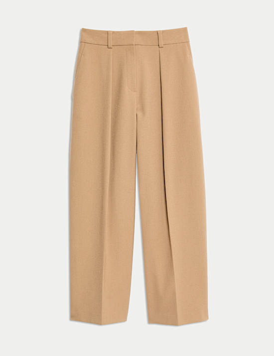 Barrel Leg Trousers with Wool