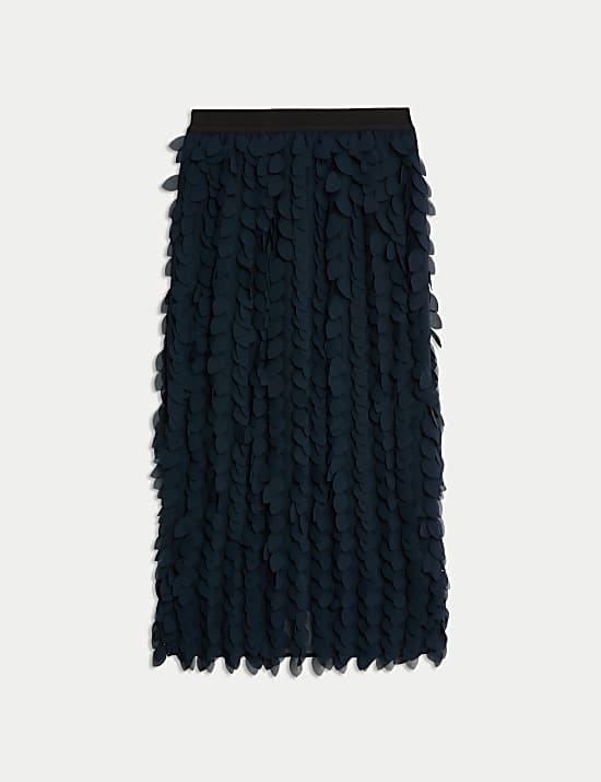 Jupe midi coupe droite &agrave; motif textur&eacute;