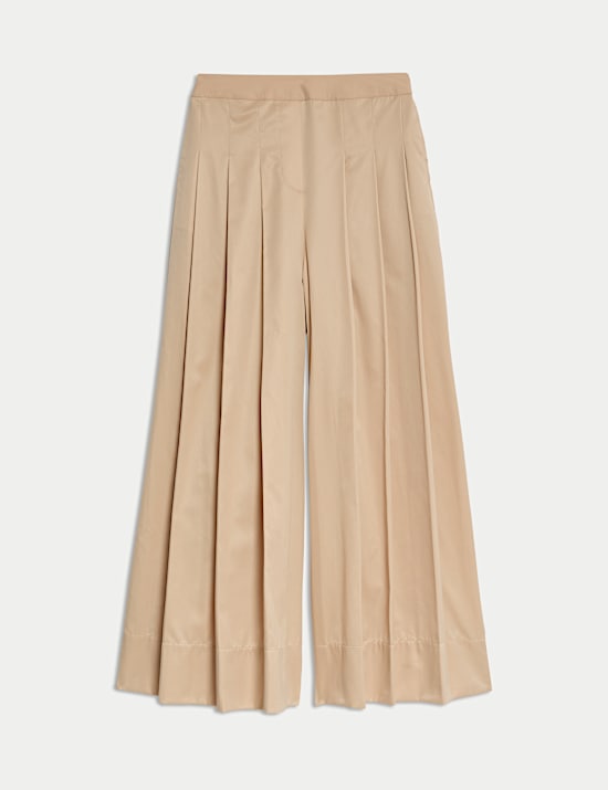 Pleat Front Super Wide Leg Trousers