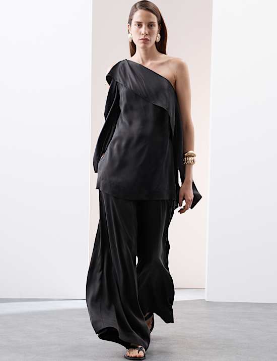 Pantalon palazzo coupe large en cupro