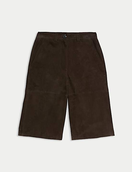 Suede High Waisted Knee Length Shorts