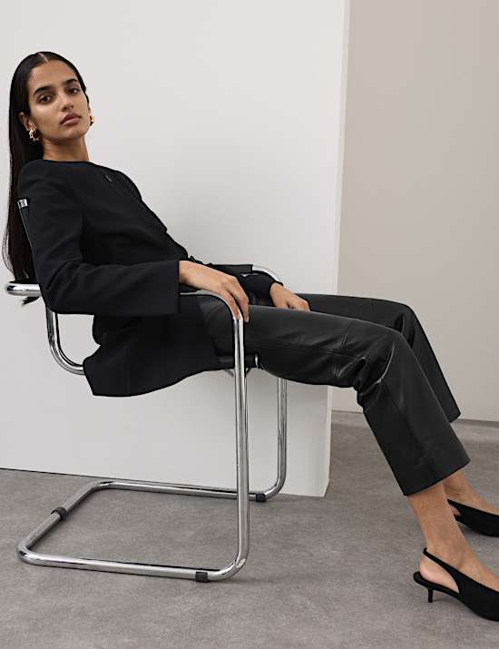 Leather Straight Leg Trousers