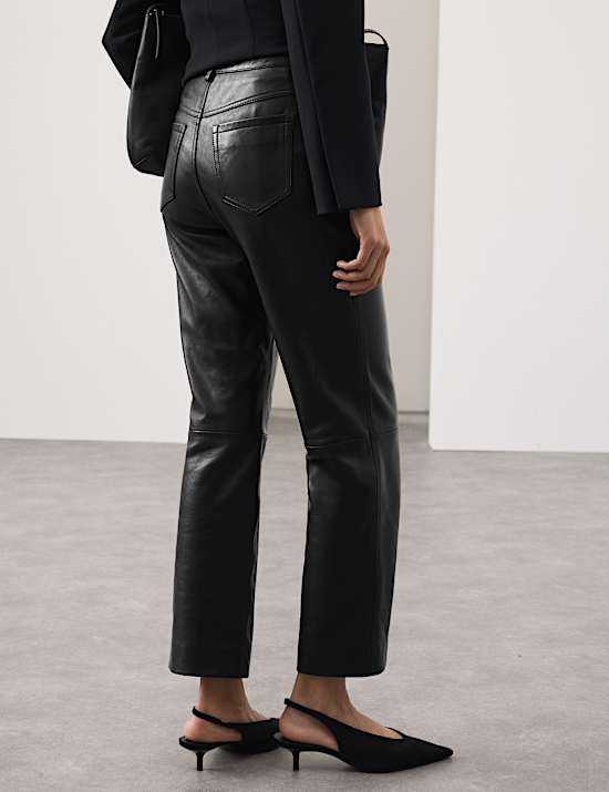 Leather Straight Leg Trousers