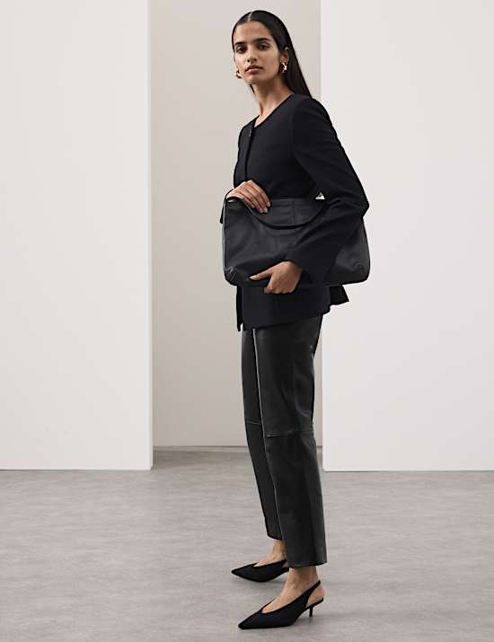 Leather Straight Leg Trousers