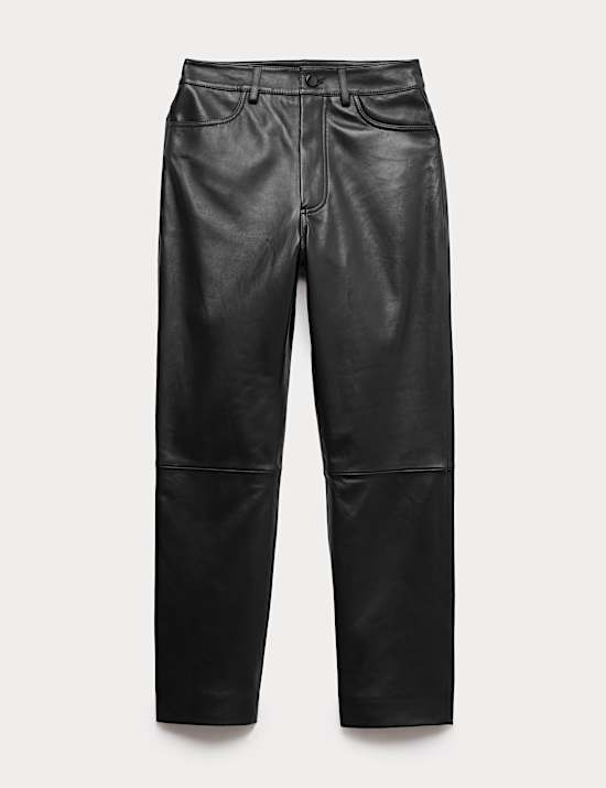 Pantalon droit en cuir