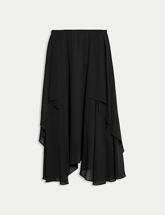 Layered Draped Midi A-Line Skirt