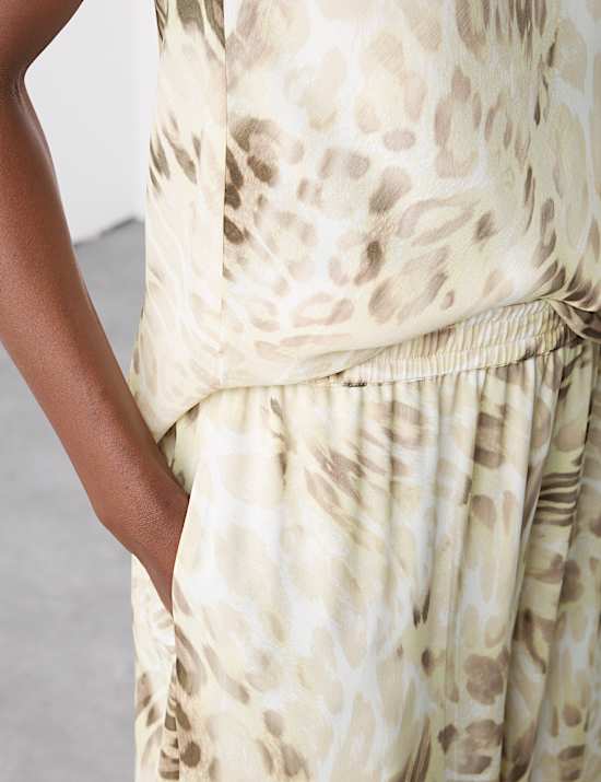 Animal Print Wide Leg Trousers