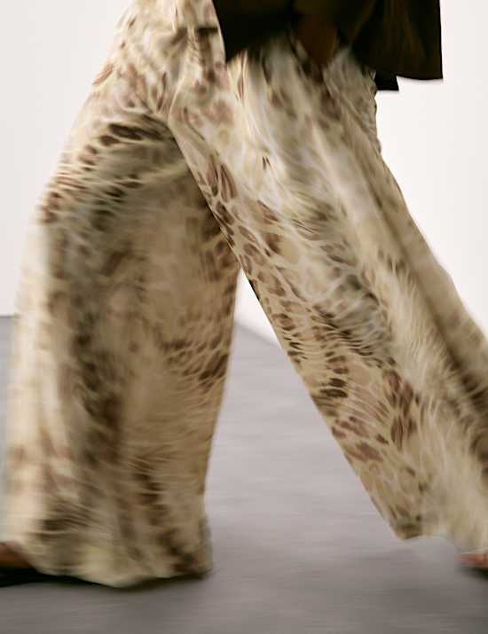 Animal Print Wide Leg Trousers