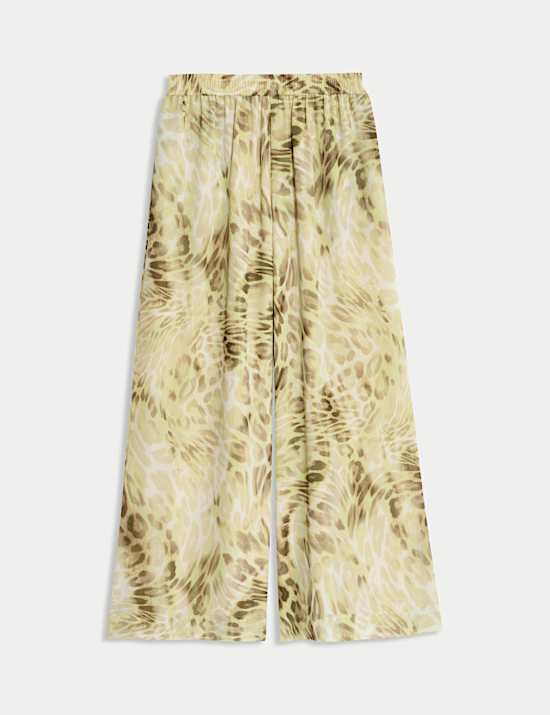 Animal Print Wide Leg Trousers