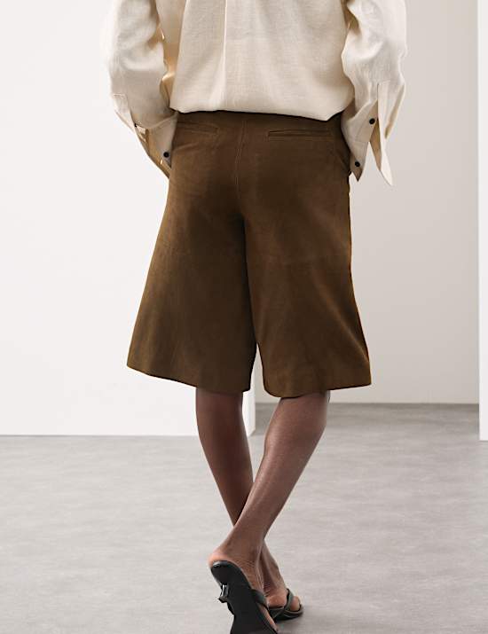 Suede Bermuda Shorts