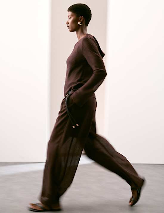 Textured Wide Leg Trousers