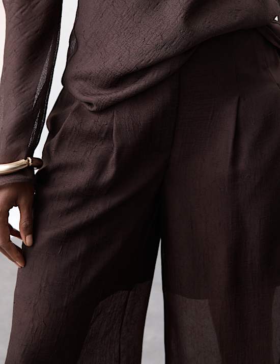 Textured Wide Leg Trousers