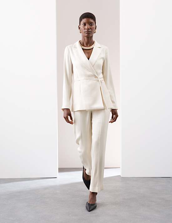 Twill Pleat Front Straight Leg Trousers