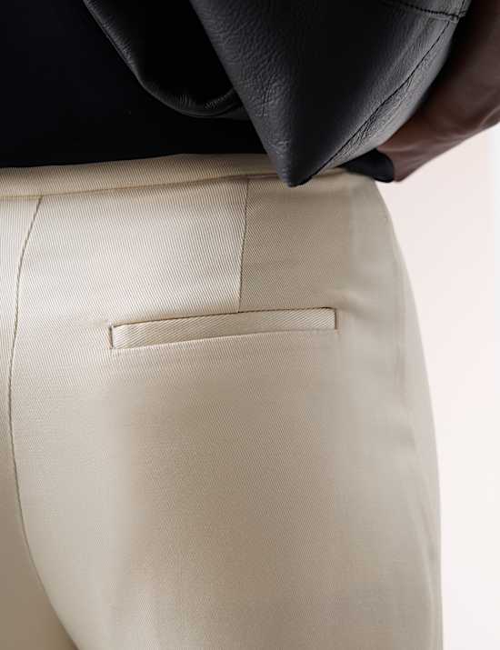 Twill Pleat Front Straight Leg Trousers