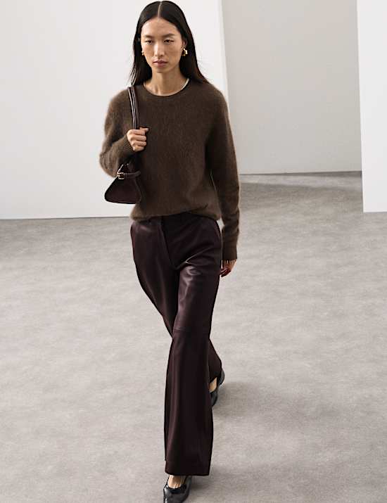 Leather Wide Leg Trousers