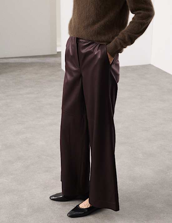 Leather Wide Leg Trousers