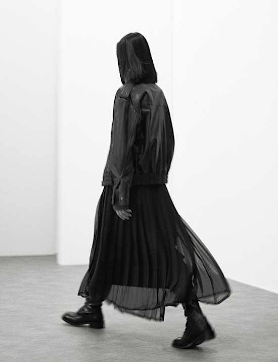 Organza Pleated Maxi Skirt