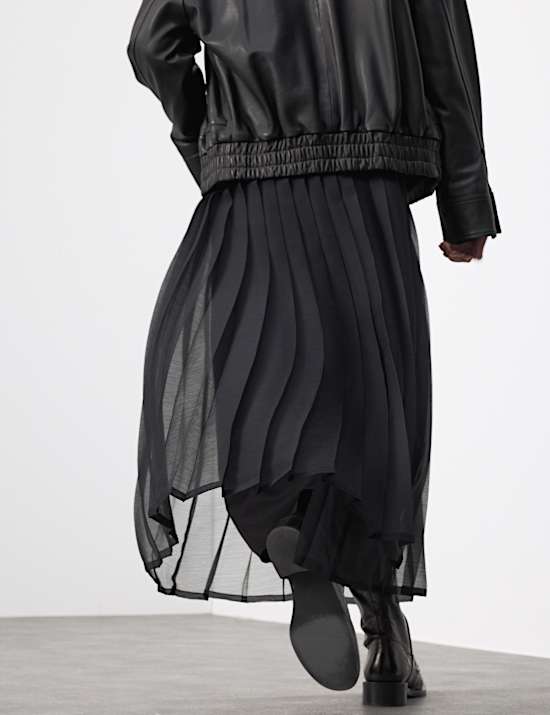 Organza Pleated Maxi Skirt