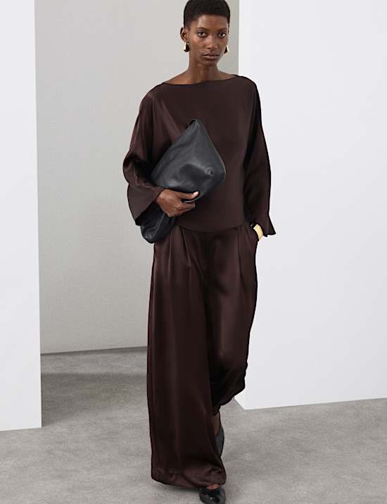 Satin Wide Leg Trousers