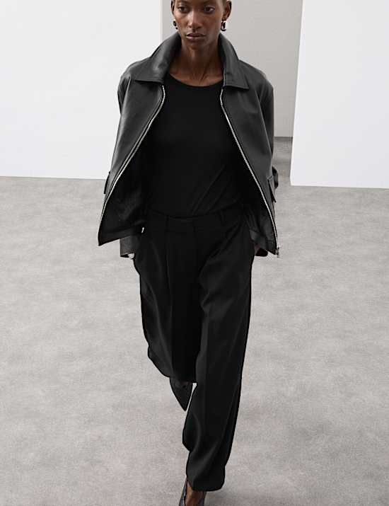 Tailored Barrel Leg Trousers with Wool