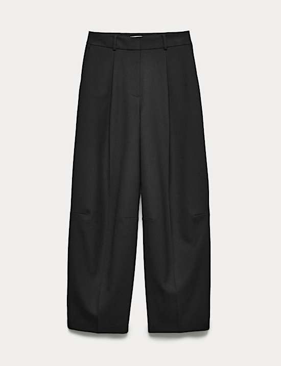 Tailored Barrel Leg Trousers with Wool