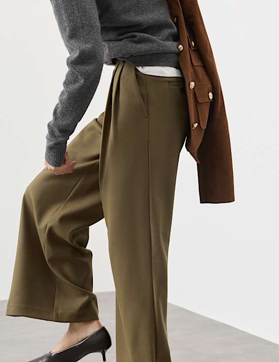 Tailored Wide Leg Trousers with Wool