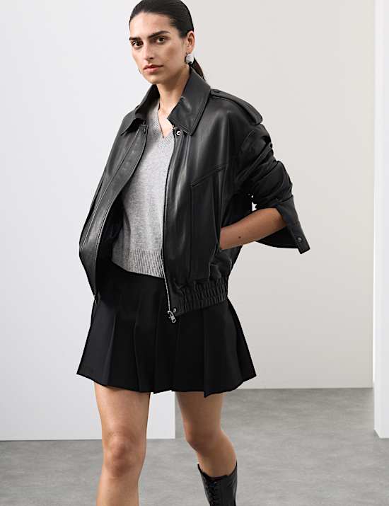 Plissierter Minirock aus Wollmischgewebe