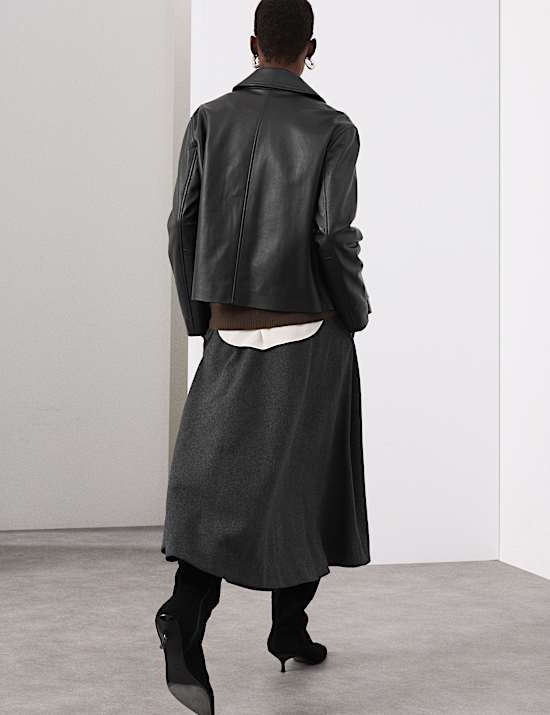 Wool Blend Midi Circle Skirt