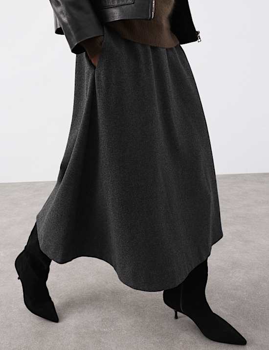 Wool Blend Midi Circle Skirt