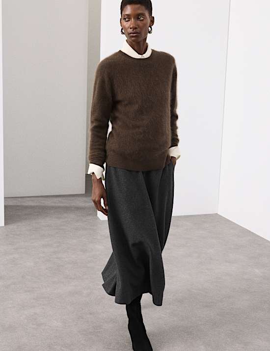 Wool Blend Midi Circle Skirt