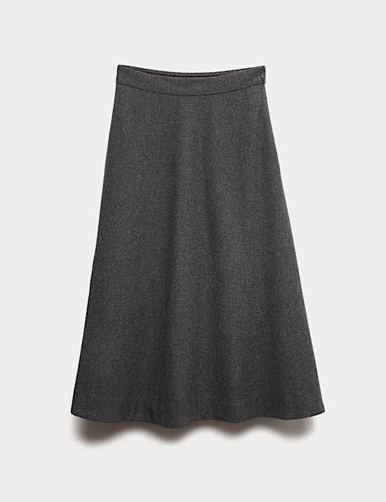 Wool Blend Midi Circle Skirt