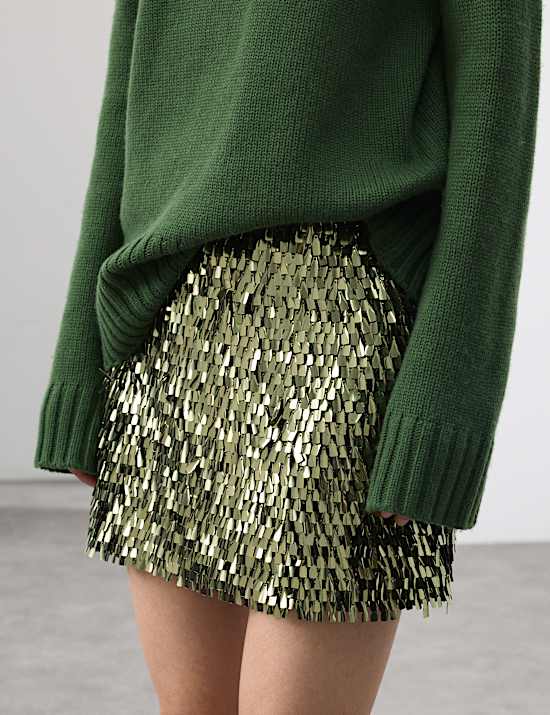 Sequin Mini A-Line Skirt