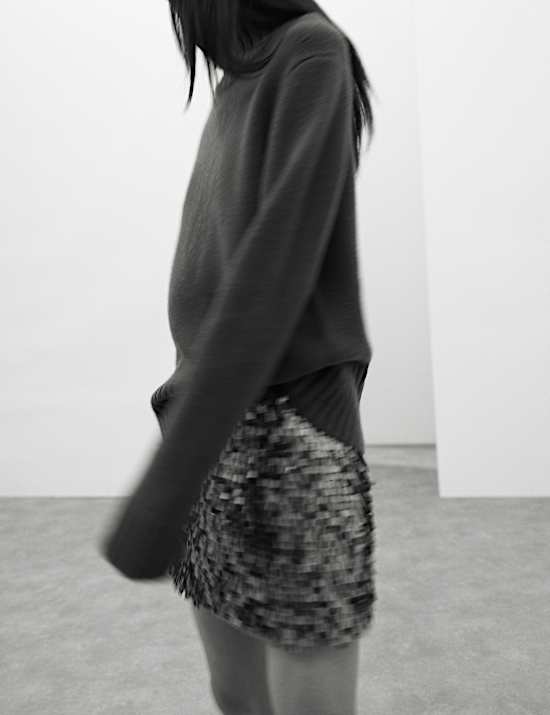 Sequin Mini A-Line Skirt