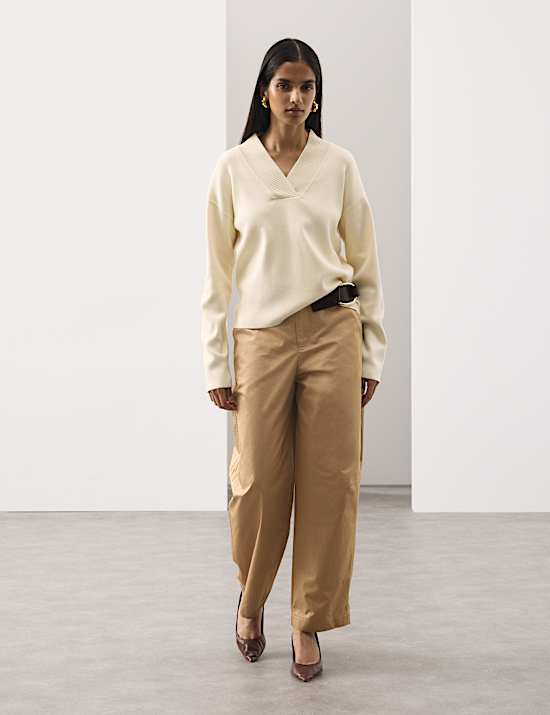 Pure Cotton Barrel Leg Chinos