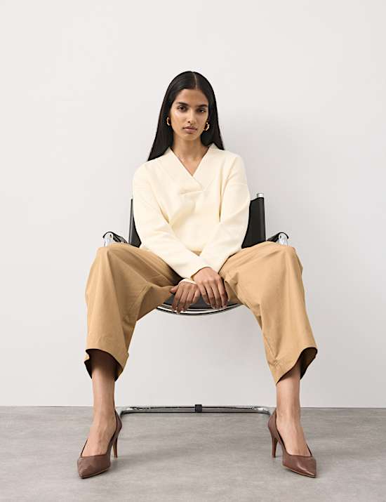 Pure Cotton Barrel Leg Chinos